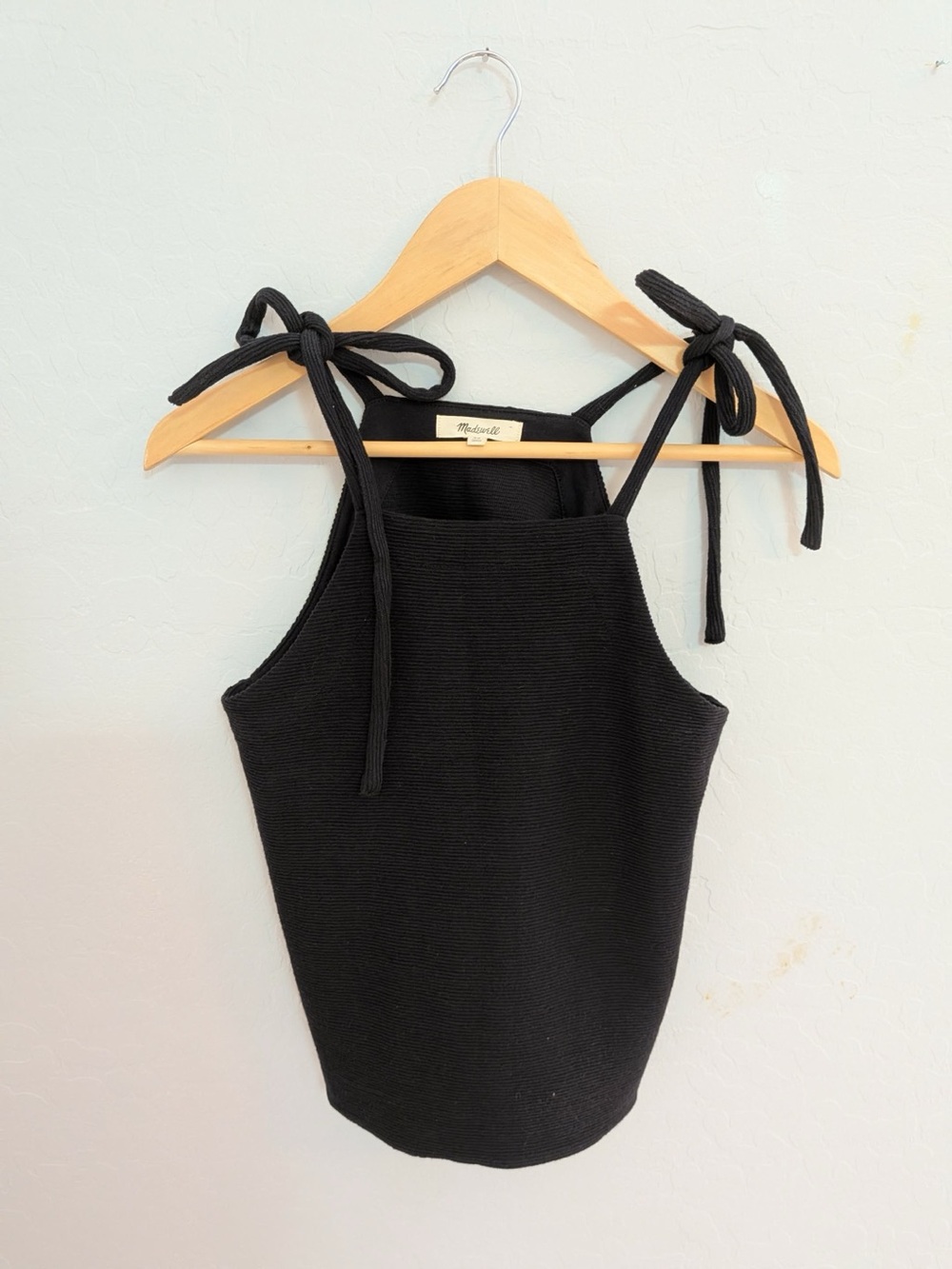 Madewell Black Ribbed Tie-Shoulder Camisole